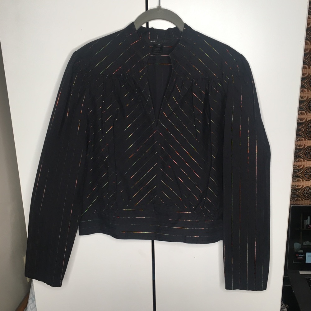 Marc Jacobs Holographic Pinstripe Long Sleeve Top